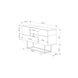 Buffet Moderno con Acabado en Mármol Negro y Madera, Patas