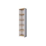 Mesa de Trabajo con Estantería y 2 Cajones, Color Blanco-Natural, 160x50x161.8 cm