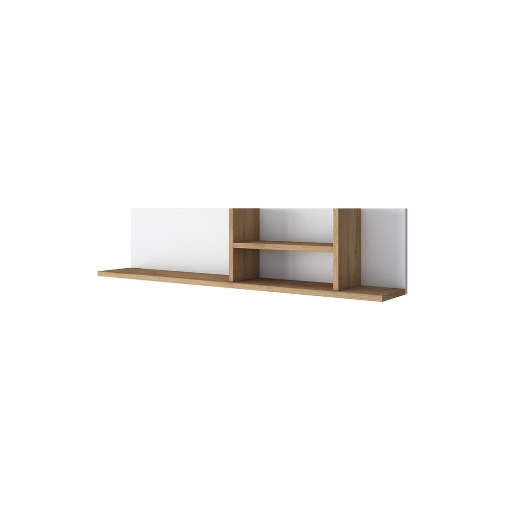 Mesa de Trabajo con Estantería y 2 Cajones, Color Blanco-Natural, 160x50x161.8 cm