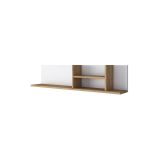 Mesa de Trabajo con Estantería y 2 Cajones, Color Blanco-Natural, 160x50x161.8 cm
