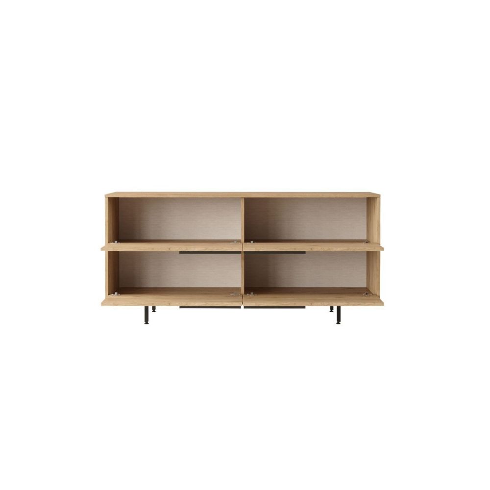 Buffet de Melamina en Color Natural-Negro, 160x44.5x74 cm, Gran Resistencia para un Uso Duradero.