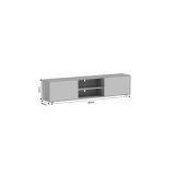 Mueble Mesa TV Melamina Blanco-Natural 180x40x41 cm - 2 Puertas y Amplio Espacio de Almacenamiento.