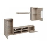 Mueble de Salón Moderno con Leds, Acabado en Cambria, Medidas: 229 cm (An) x 200 cm (Al) 38 cm (Fon) - Meyvaser
