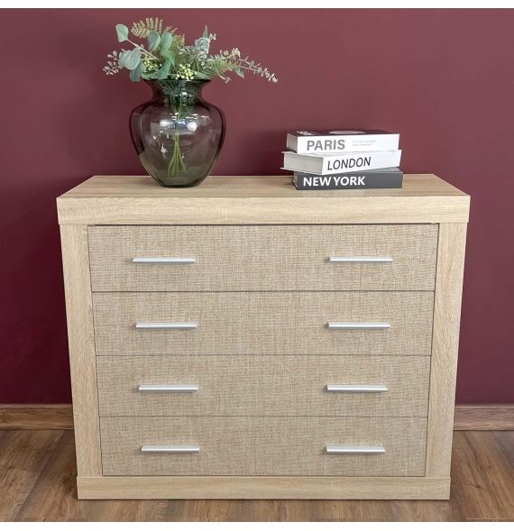 Meyvaser - Cómoda con 4 Cajones, Sinfonier, Color Madera, Medidas: 60 cm (An) x 81.5 cm (Al) x 39.5 cm (Fo)