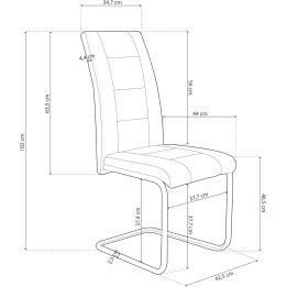 Pack de 4 Sillas Tapizadas para Salón – Acabado Marengo con Patas Cromadas de Aluminio, Medidas: 42,5 cm x 52 cm x 99 cm