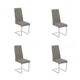 Pack de 4 Sillas Tapizadas en Símil Piel Gris Oscuro