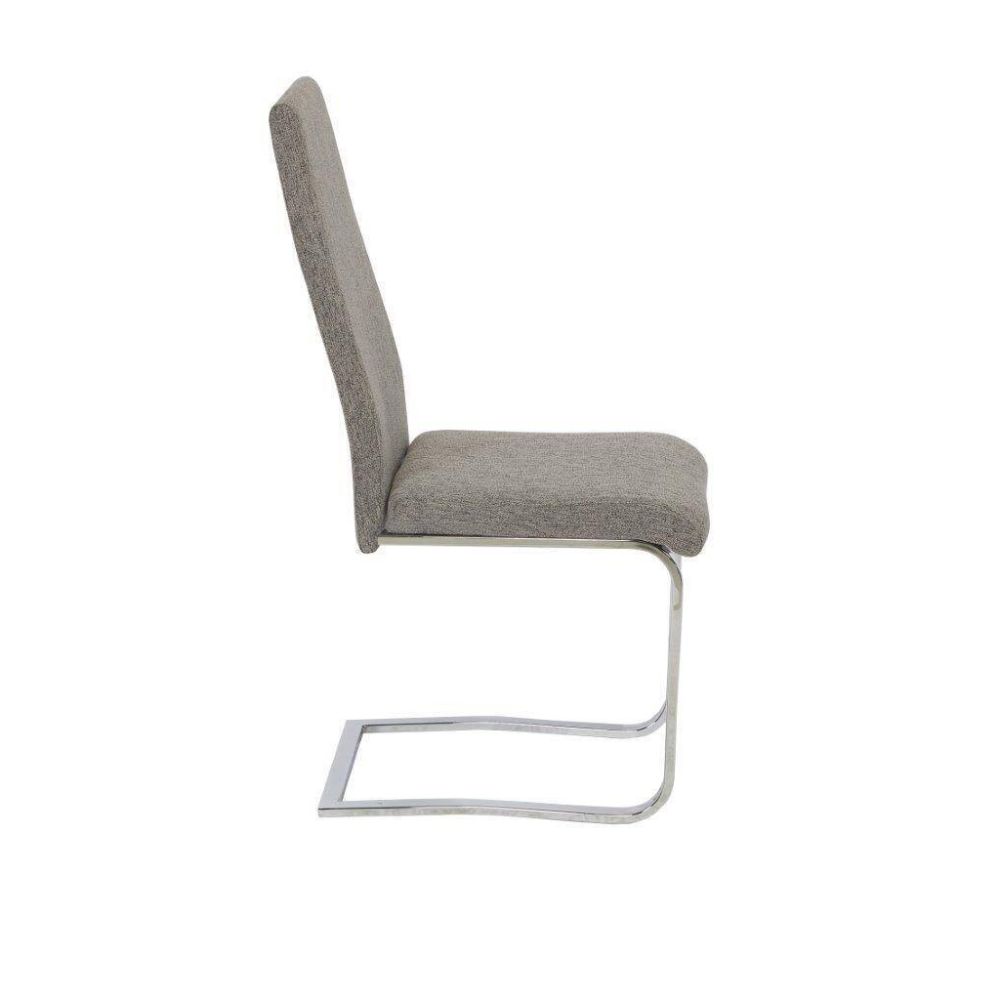 Pack de 4 Sillas Tapizadas en Símil Piel Gris Oscuro